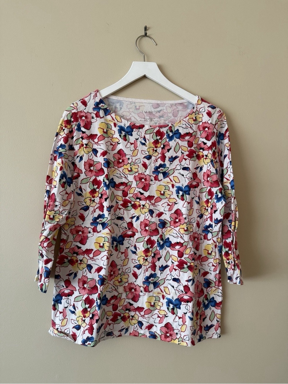 Talbots Cotton Floral Boatneck Shirt Size XL